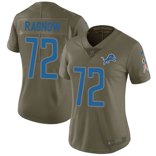 Nike Lions 72 Frank Ragnow Olive Women Salute To Service Limited Jersey