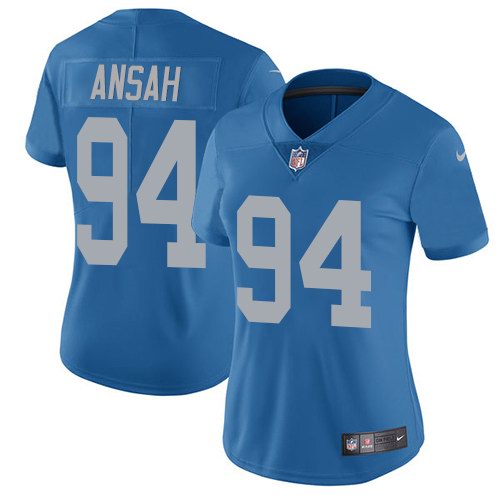 Nike Lions 94 Ziggy Ansah Blue Throwback Women Vapor Untouchable Limited Jersey
