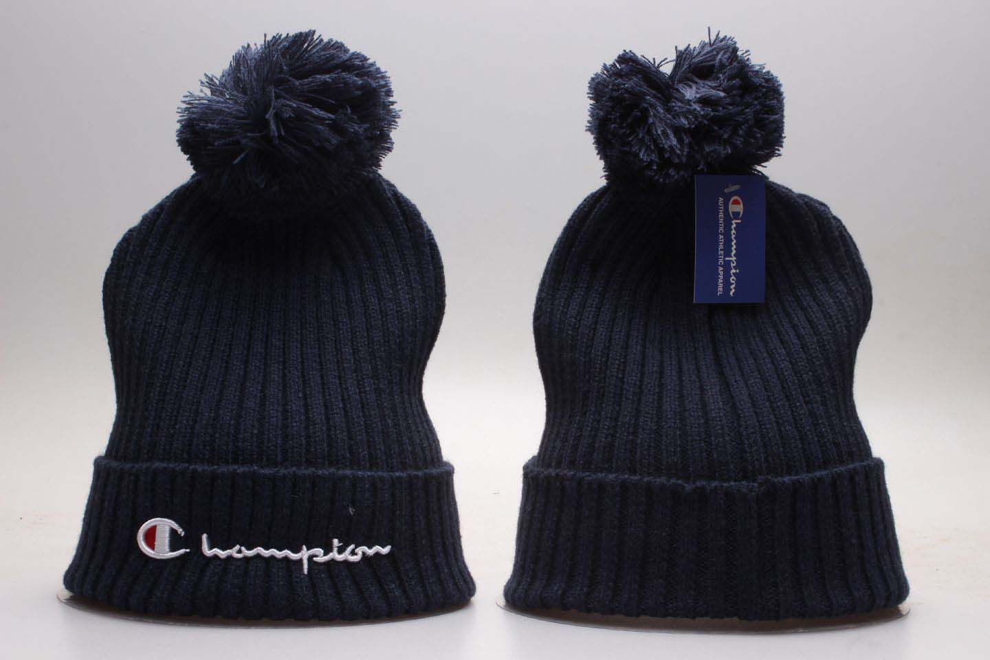 Champion Navy Fashion Sport Pom Knit Hat YP
