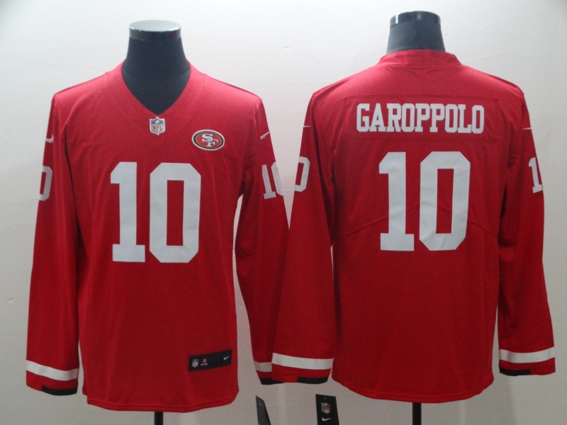 Nike 49ers 10 Jimmy Garoppolo Red Therma Long Sleeve Jersey