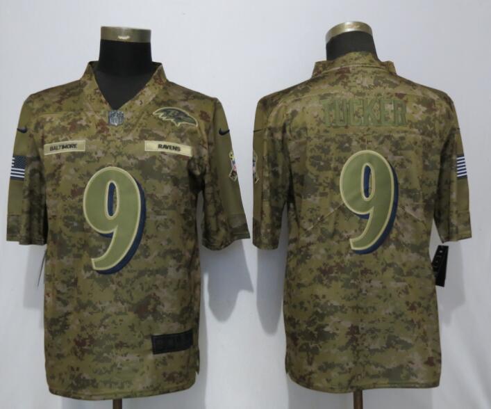 Nike Ravens 9 Justin Tucker Camo Salute To Service Limited Jersey