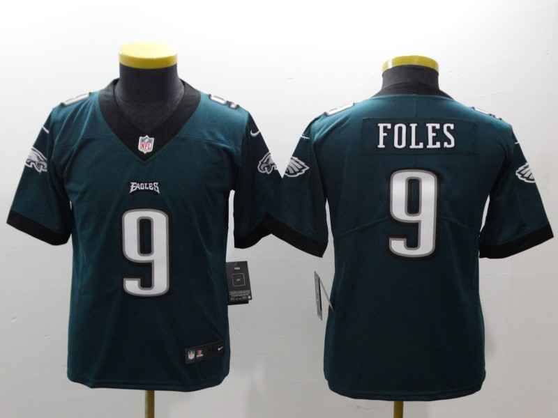 Nike Eagles 9 Nick Foles Green Youth Vapor Untouchable Player Limited Jersey