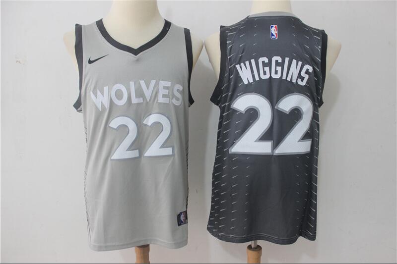 Timberwolves 22 Andrew Wiggins Gray City Edition Nike Swingman Jersey