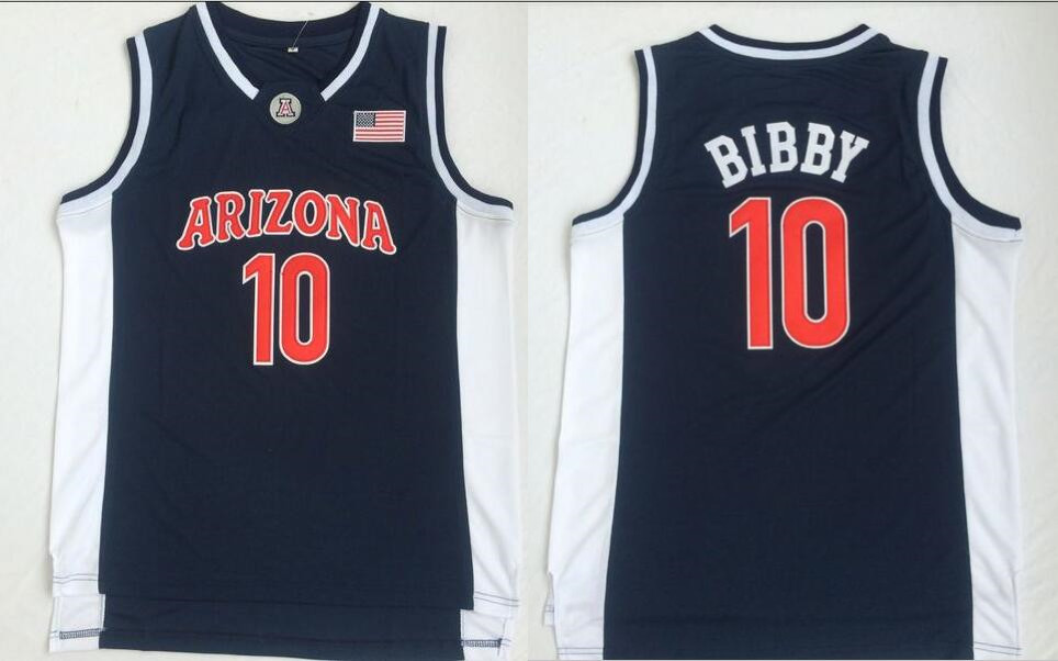 Arizona Wildcats 10 Mike Bibby Navy College Basketball Jersey - Click Image to Close