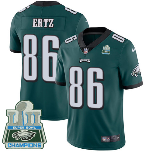 Nike Eagles 86 Zach Ertz Green 2018 Super Bowl Champions Youth Vapor Untouchable Player Limited Jersey