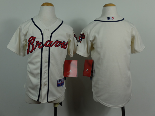 Braves Blank Cream Youth Customized Jersey