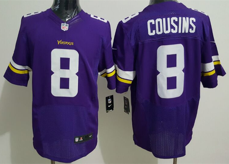 Nike Vikings 8 Kirk Cousins Purple Elite Jersey