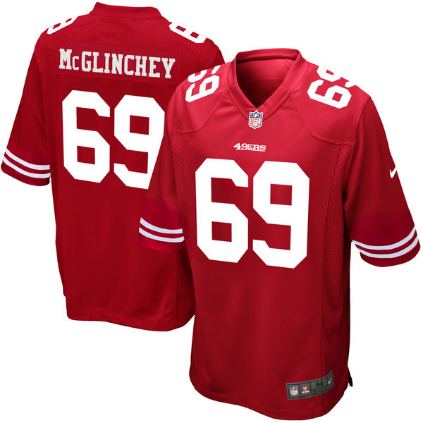 Nike 49ers 69 Mike McGlinchey Red 2018 NFL Draft Pick Elite Jersey