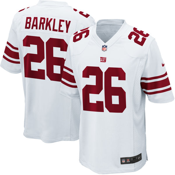 Nike Giants 26 Saquon Barkley White 2018 NFL Draft Pick Elite Jersey