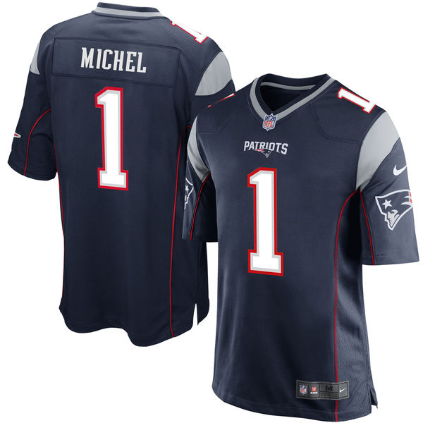 Nike Patriots 1 Sony Michel Navy 2018 NFL Draft Pick Elite Jersey