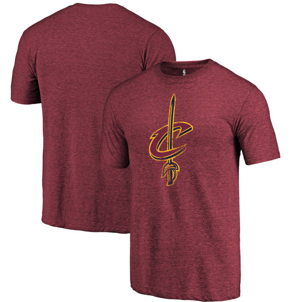 Cleveland Cavaliers Fanatics Branded Wine Distressed Team Tri-Blend T-Shirt - Click Image to Close