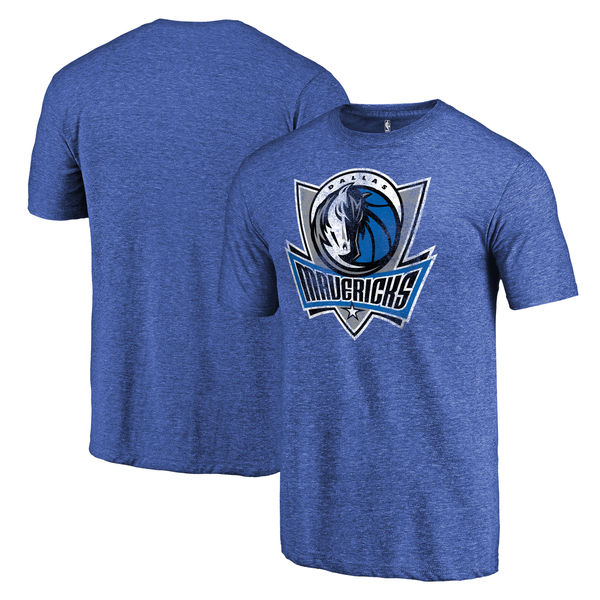 Dallas Mavericks Fanatics Branded Heather Royal Distressed Team Logo Tri-Blend T-Shirt