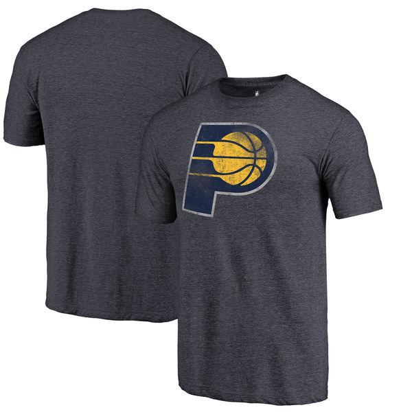 Indiana Pacers Fanatics Branded Heather Navy Distressed Team Logo Tri-Blend T-Shirt - Click Image to Close