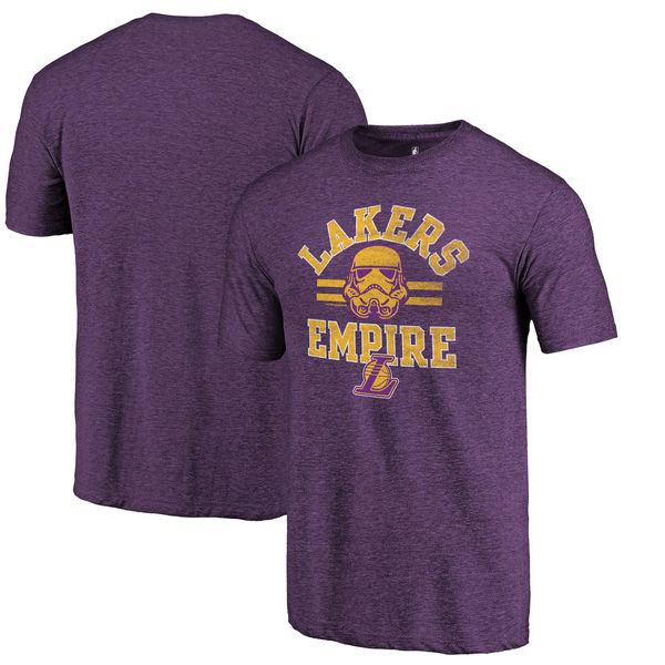 Los Angeles Lakers Fanatics Branded Purple Star Wars Empire Tri-Blend T-Shirt - Click Image to Close