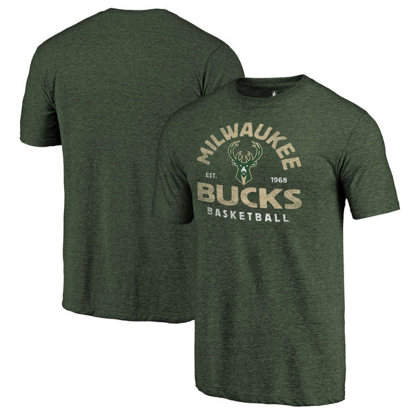 Milwaukee Bucks Fanatics Branded Hunter Green Vintage Arch Tri-Blend T-Shirt