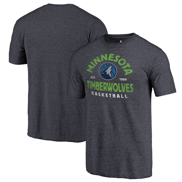 Minnesota Timberwolves Fanatics Branded Navy Vintage Arch Tri-Blend T-Shirt
