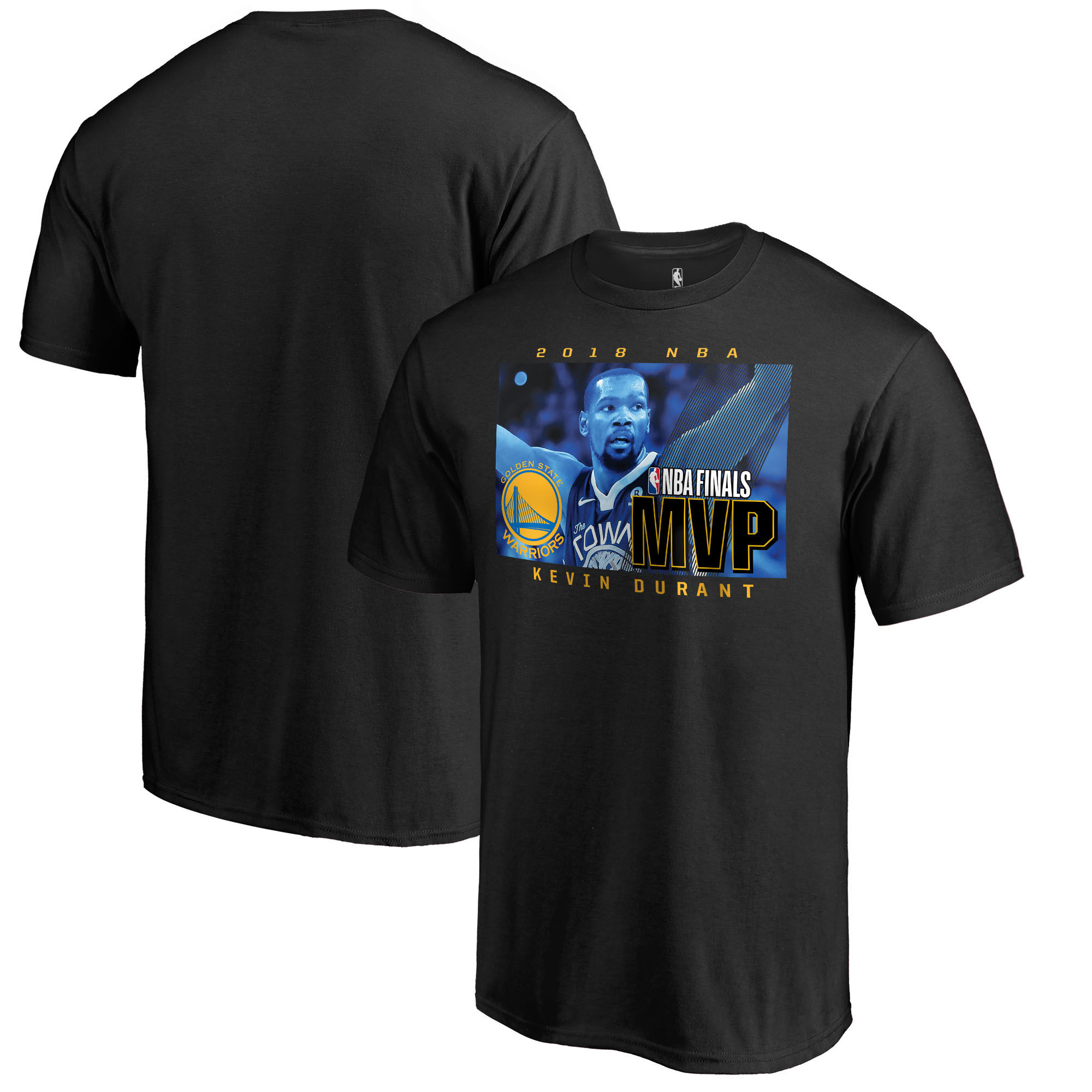 Golden State Warriors 35Kevin Durant Fanatics Branded 2018 NBA Finals Champions MVP T-Shirt Black - Click Image to Close