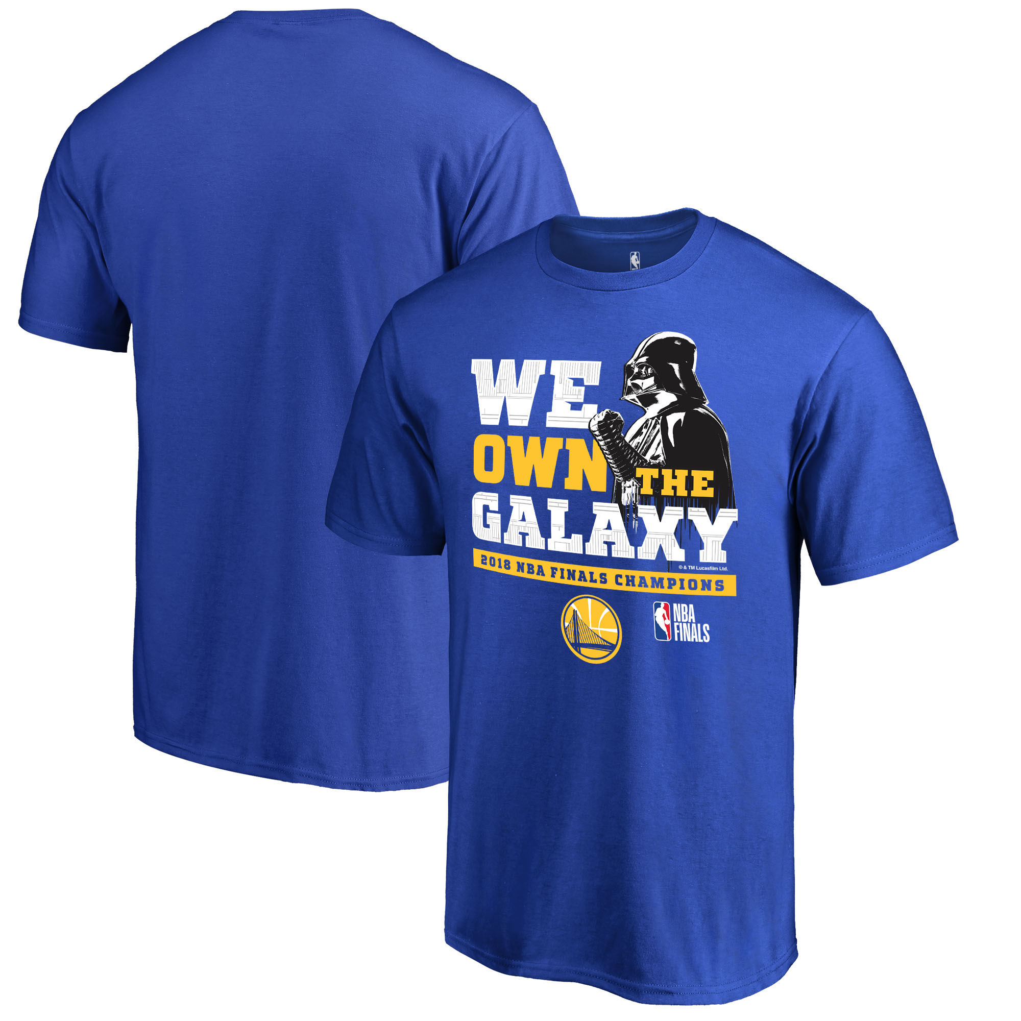 Golden State Warriors Fanatics Branded 2018 NBA Finals Champions Star Wars Own the Galaxy T-Shirt Royal - Click Image to Close