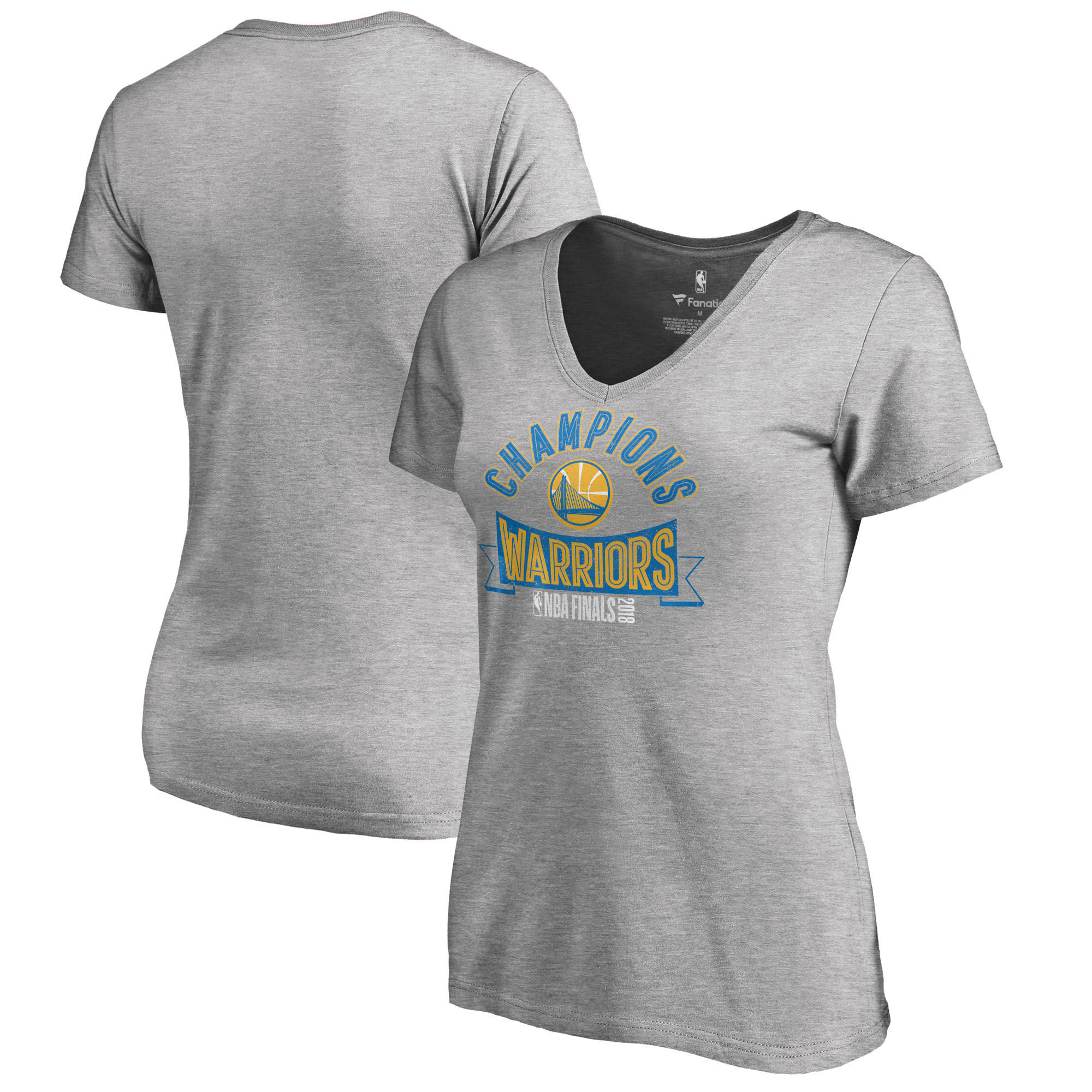 Golden State Warriors Fanatics Branded Women's 2018 NBA Finals Champions One Commitment Plus Size V-Neck T-Shirt Heather Gray