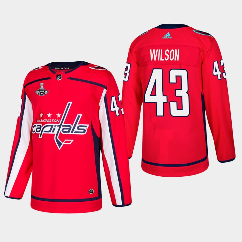 Capitals 43 Tom Wilson Red 2018 Stanley Cup Champions Adidas Jersey