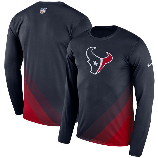 Men's Houston Texans Nike Navy Sideline Legend Prism Performance Long Sleeve T-Shirt - Click Image to Close
