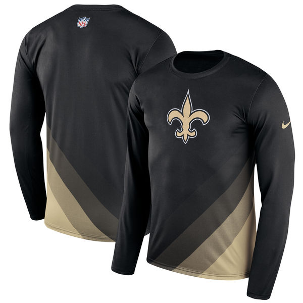 Men's New Orleans Saints Nike Black Sideline Legend Prism Performance Long Sleeve T-Shirt - Click Image to Close