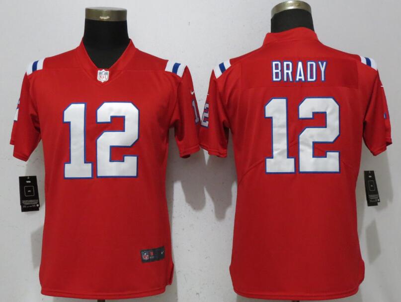 Nike Patriots 12 Tom Brady Red Women Vapor Untouchable Player Limited Jersey - Click Image to Close