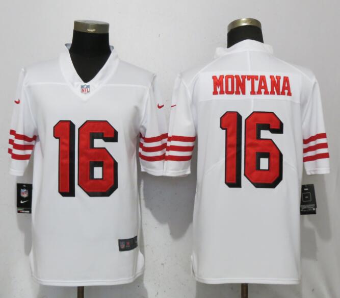 Nike 49ers 16 Joe Montana White Youth Color Rush Youth Vapor Untouchable Limited Jersey