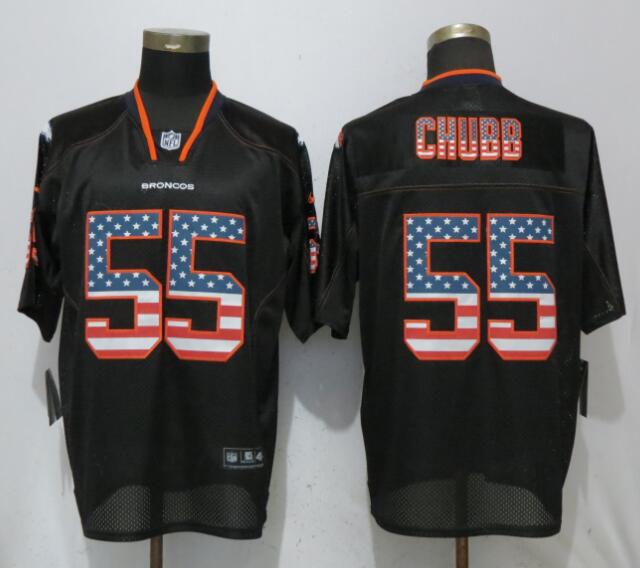 Nike Broncos 55 Bradley Chubb Black USA Flag Fashion Elite Jersey