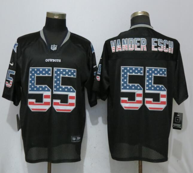 Nike Cowboys 55 Leighton Vander Esch Black USA Flag Fashion Elite Jersey