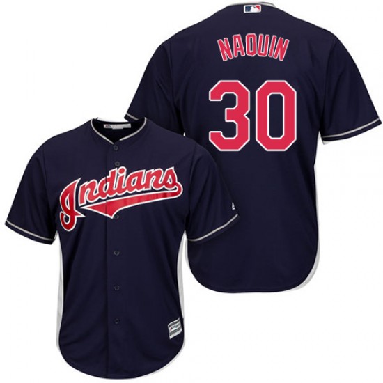 Indians 30 Tyler Naquin Navy Youth Cool Base Jersey - Click Image to Close