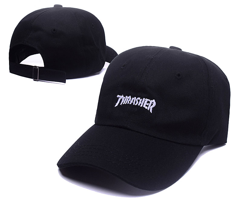 Thrasher Black Peaked Adjustable Hat LH