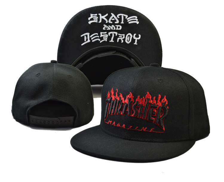 Thrasher Flame Skate And Destroy Black Fashion Adjustable Hat LH