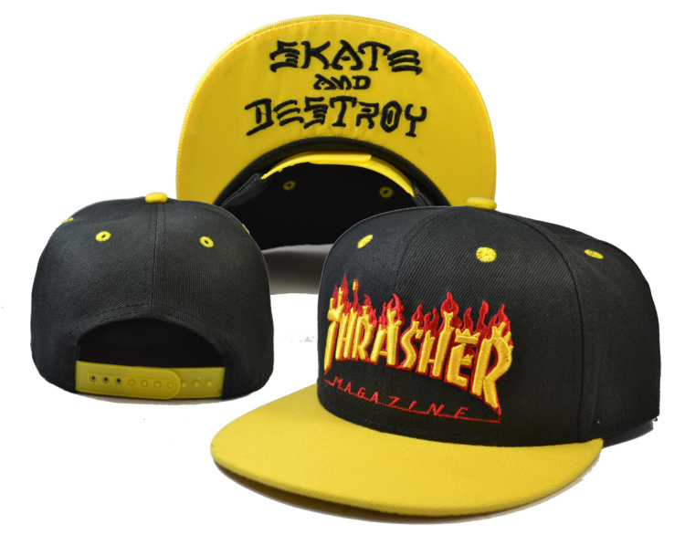 Thrasher Flames Skate And Destroy Black Fashion Adjustable Hat LH