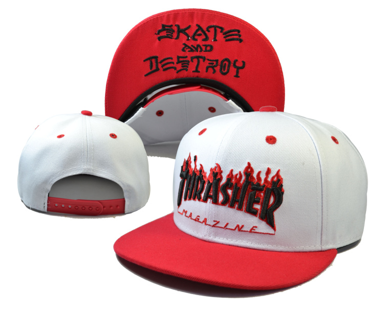 Thrasher Skate And Destroy White Snapback Adjustable Hat LH