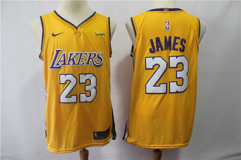 Lakers 23 Lebron James Yellow Nike Authentic Jersey