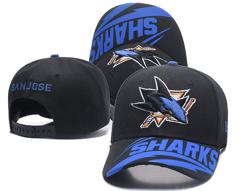 Sharks Team Logo Black Adjustable Hat LH