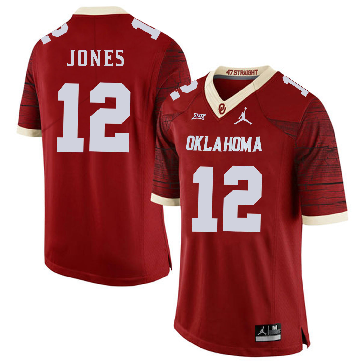 Oklahoma Sooners 12 Landry Jones Red 47 Game Winning Streak College Football Jersey - Click Image to Close