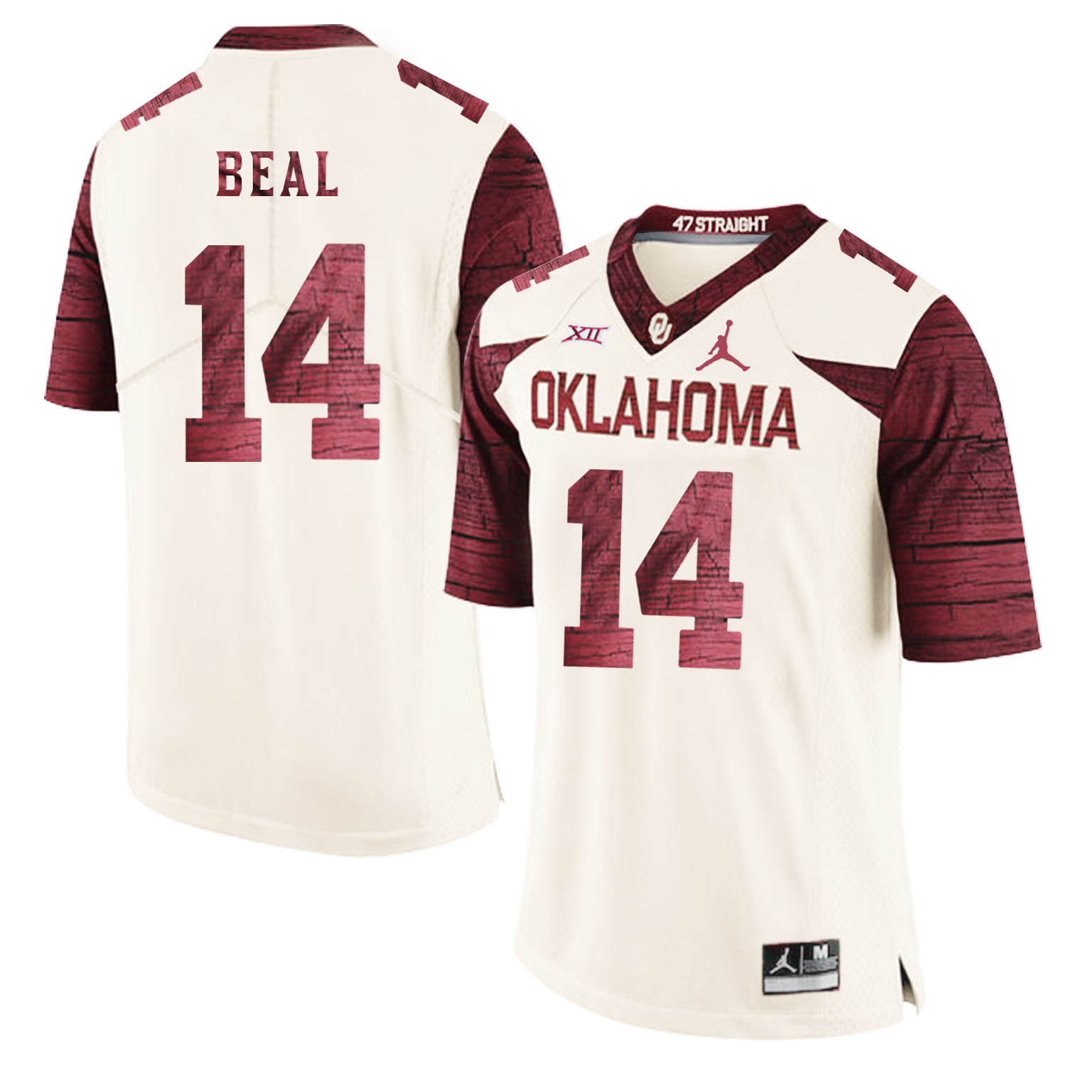 Oklahoma Sooners 14 Emmanuel Beal White 47 Game Winning Streak College Football Jersey - Click Image to Close