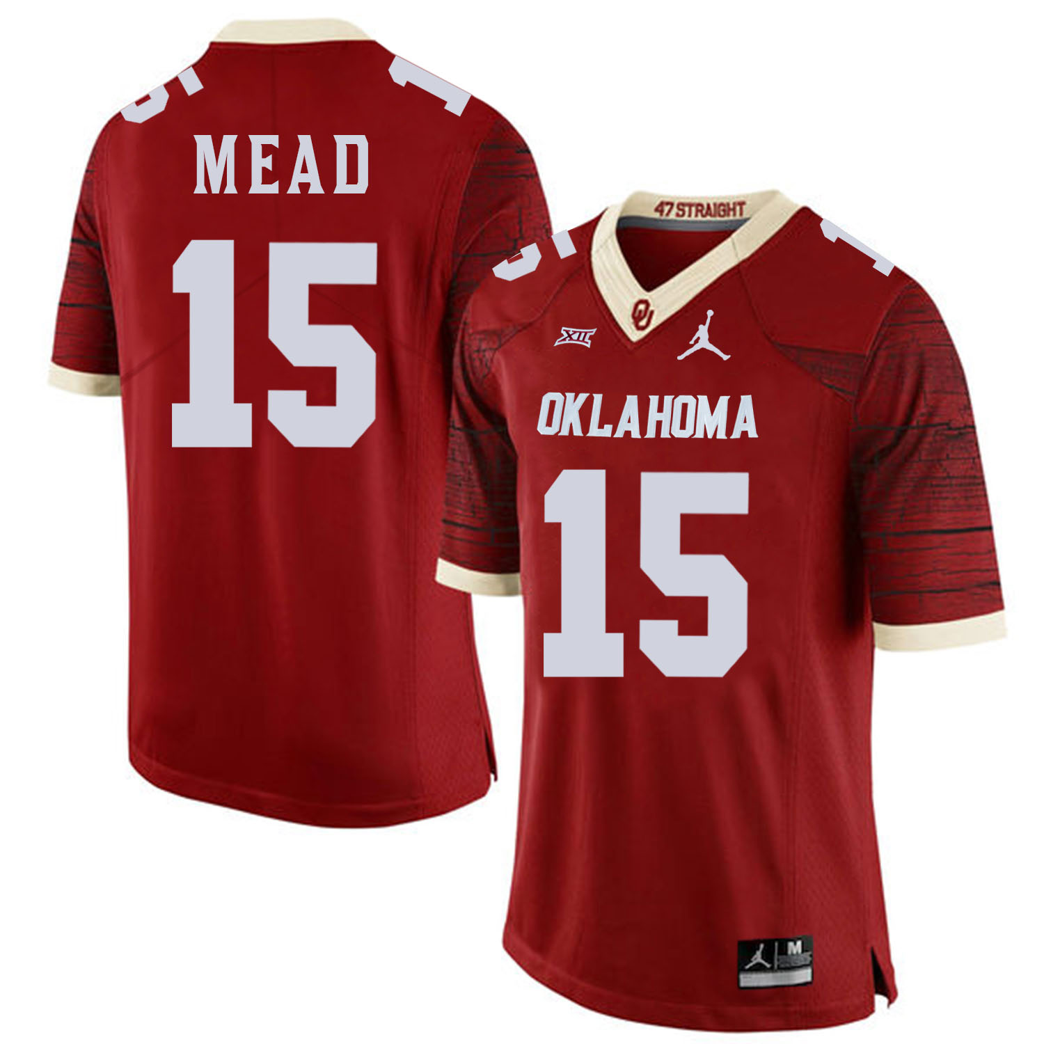 Oklahoma Sooners 15 Jeffery Mead Red 47 Game Winning Streak College Football Jersey - Click Image to Close