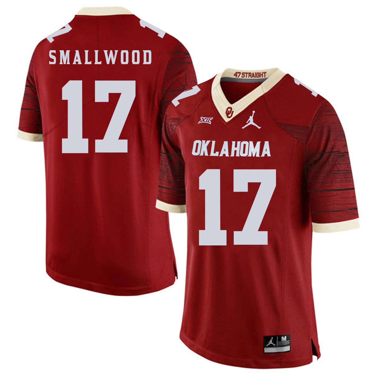 Oklahoma Sooners 17 Jordan Smallwood Red 47 Game Winning Streak College Football Jersey - Click Image to Close