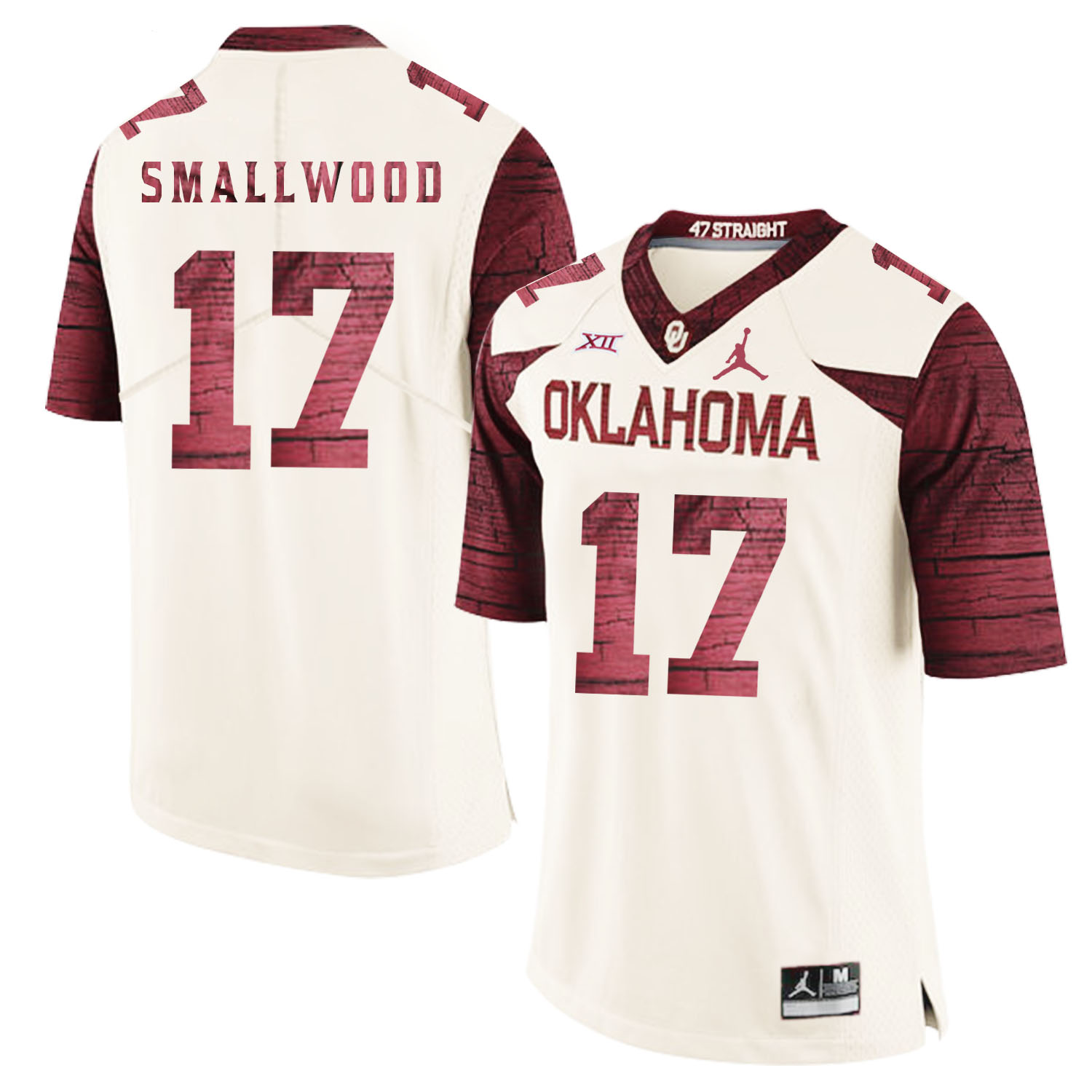 Oklahoma Sooners 17 Jordan Smallwood White 47 Game Winning Streak College Football Jersey - Click Image to Close