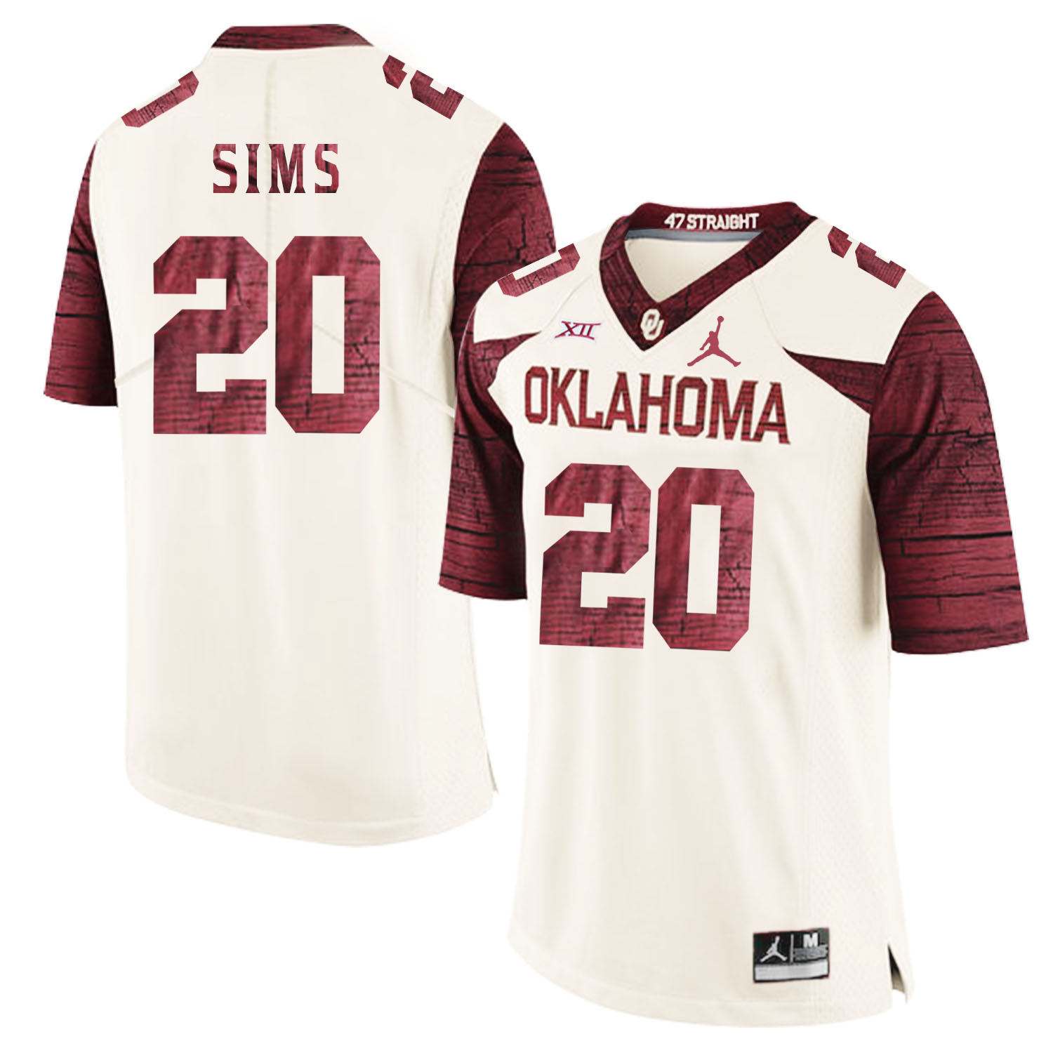 Oklahoma Sooners 20 Billy Sims White 47 Game Winning Streak College Football Jersey - Click Image to Close