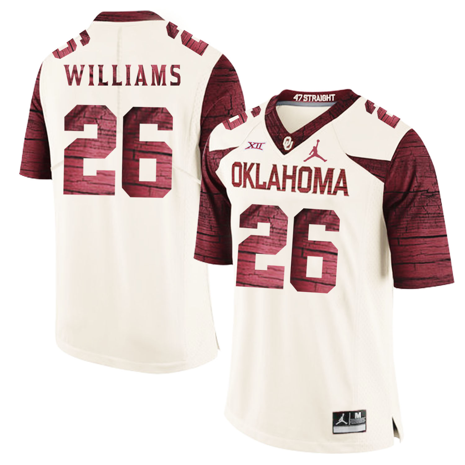 Oklahoma Sooners 26 Damien Williams White 47 Game Winning Streak College Football Jersey - Click Image to Close