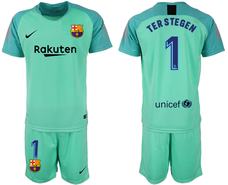 2018-19 Barcelona 1 TERSTEGEN Green Goalkeeper Soccer Jersey