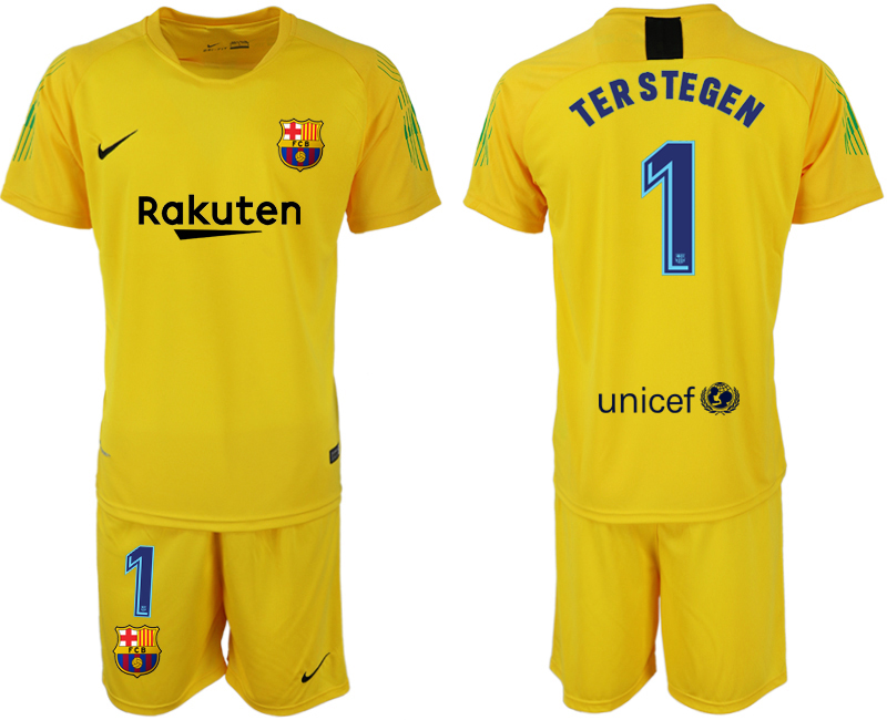 2018-19 Barcelona 1 TERSTEGEN Yellow Goalkeeper Soccer Jersey