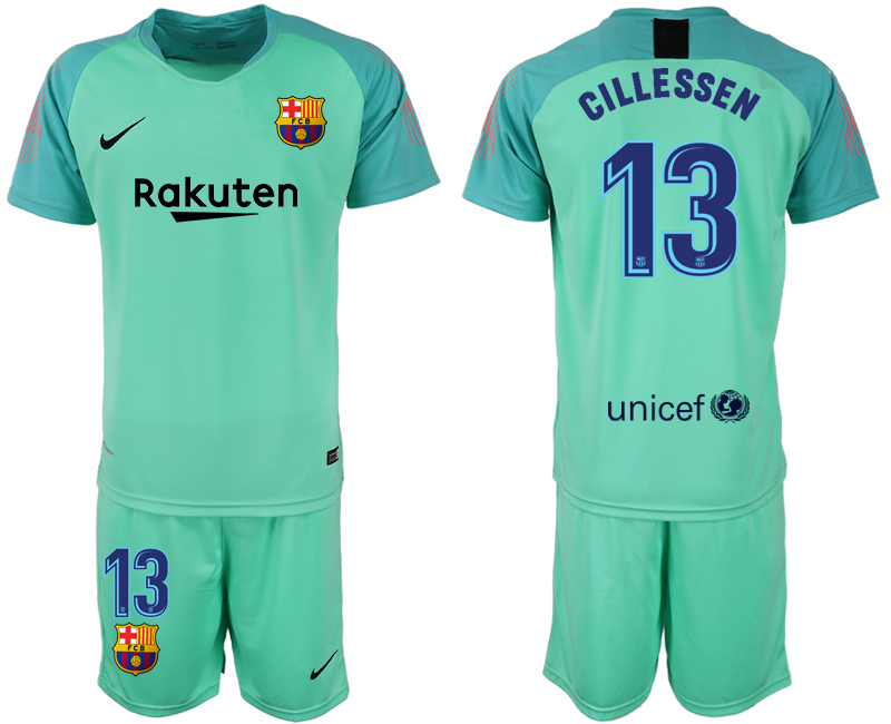 2018-19 Barcelona 13 CILLESSEN Green Goalkeeper Soccer Jersey