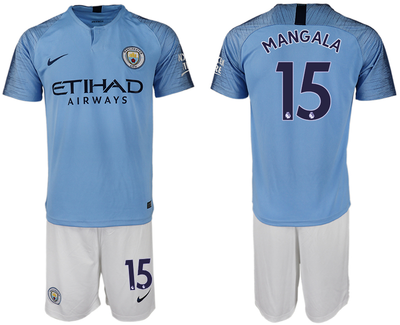 2018-19 Manchester City 15 MANGALA Home Soccer Jersey