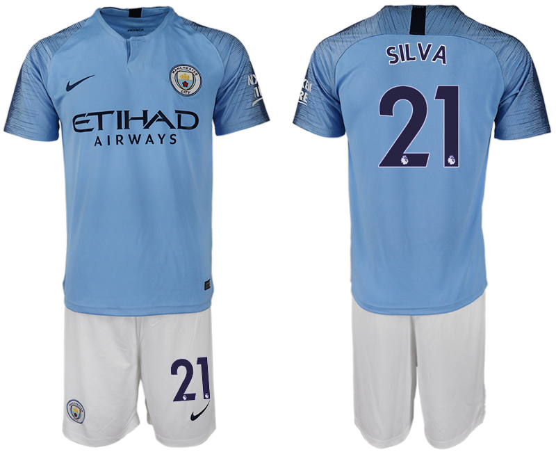 2018-19 Manchester City 21 SILVA Home Soccer Jersey