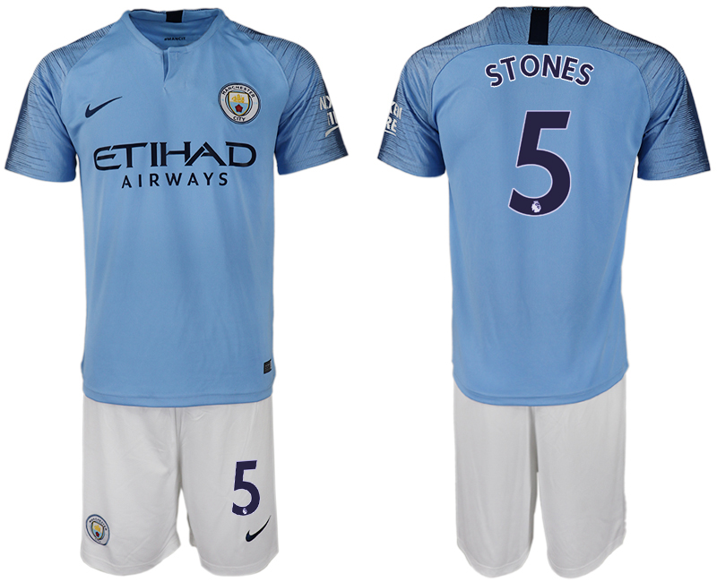 2018-19 Manchester City 5 STONES Home Soccer Jersey